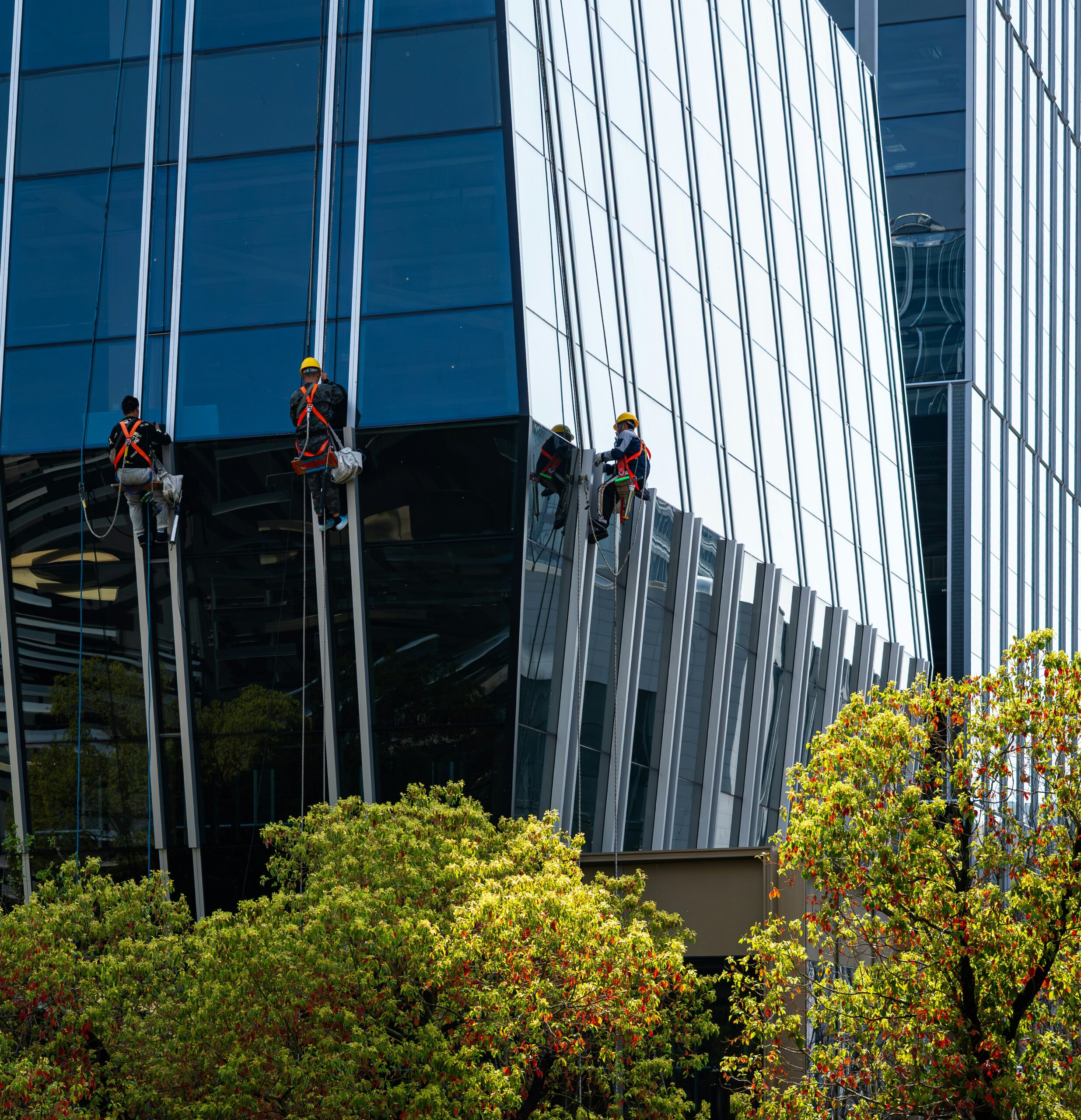 Glass building cleaning